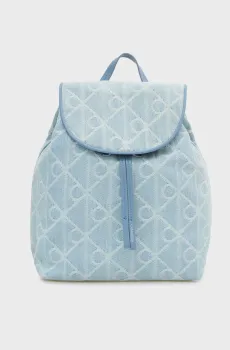Женский голубой джинсовый рюкзак с узором EMBLEM AOP DENIM BACKPACK Голубой ONESIZE Calvin Klein LV04F3508G