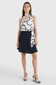 Женская темно-синяя юбка VIS ROPE PRINT SHORT Синий M Tommy Hilfiger WW0WW39338