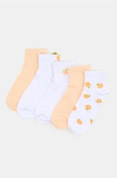 Бавовняні шкарпетки з мотивом персиків 5 пак - персиковий