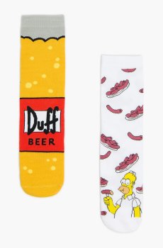 Cropp - Шкарпетки з візерунком, 2 пари Homer Simpson - пшеничний