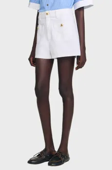 Женские белые джинсовые шорты Белый 34 Sandro SFPSH00498_whiteSS26