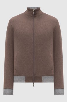 Коричневая спортивная куртка с контрастными манжетами