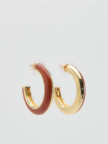 Reserved - Набір круглих сережок - золотисто-коричневий - 419FD-82X