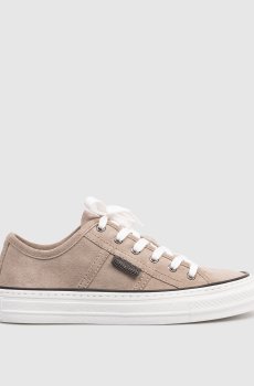 Серые замшевые кеды с цепочкой