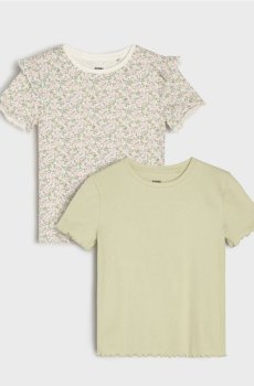 Бавовняні футболки з декоративними рюшами 2 pack - різнобарвний