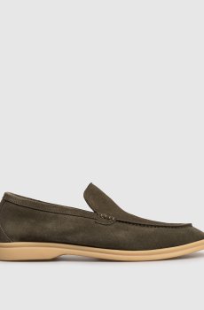 Зеленые замшевые лоферы
