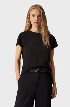 Женская черная футболка SATIN CK SLIM Черный M Calvin Klein K20K207974