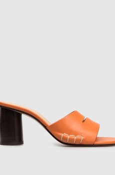 Оранжевые кожаные мюли