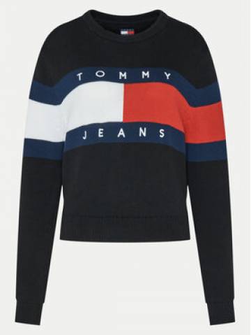 Tommy Jeans Светр Center Flag DW0DW19335 Чорний Regular Fit Tommy Jeans Светр Center Flag DW0DW19335 Чорний Regular Fit