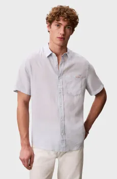 Мужская голубая льняная рубашка CLASSIC Голубой XXL Calvin Klein Jeans LV04RF120G