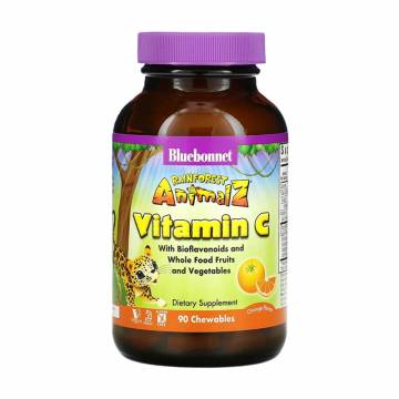 Детский Витамин С Bluebonnet Nutrition Rainforest Animalz Vitamin C, со вкусом апельсина, 90 жевательных таблеток Детский Витамин С Bluebonnet Nutrition Rainforest Animalz Vitamin C, со вкусом апельсина, 90 жевательных таблеток