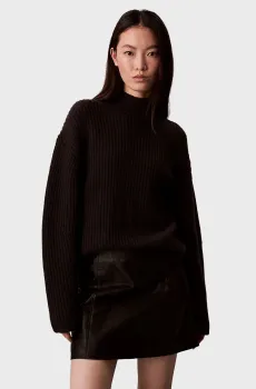 Женский черный шерстяной гольф Chunky Черный M Calvin Klein Jeans LV044D329G