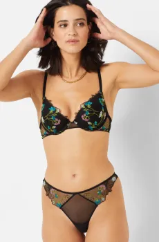 Женский черный бюстгальтер пуш-ап глубокое декольте GARDEN Черный 70B Etam 6540512