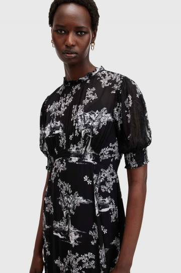 Платье AllSaints LAVERNA DRESS цвет чёрный midi расклешённое W037DB Платье AllSaints LAVERNA DRESS цвет чёрный midi расклешённое W037DB
