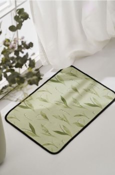 Килимок біля дверей з квітковим мотивом - блідо-зелений