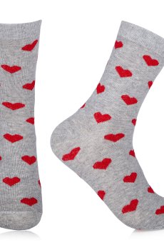 Носки женские AmiGA классические, сердца, серые, размер 23-25
