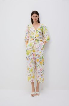 Reserved - Візерунчасті штани з льоном - різнобарвний - 073GP-MLC