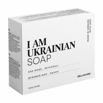 Мыло твердое Delamark I am Ukrainian с ароматом дубового мха и пачулей, 110 г Мыло твердое Delamark I am Ukrainian с ароматом дубового мха и пачулей, 110 г