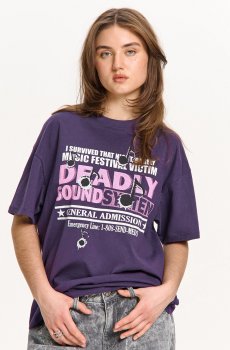 Cropp - Футболка оверсайз із принтом - пурпуровий