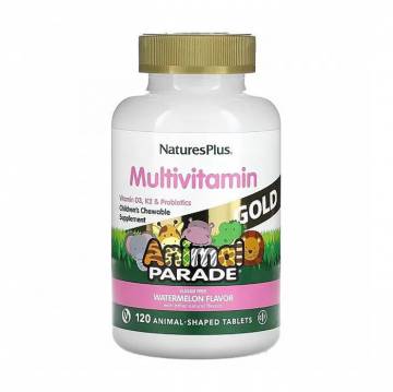 Мультивитaмины для детей NaturesPlus Animal Parade Gold со вкусом арбуза, 120 жевательных таблеток Мультивитaмины для детей NaturesPlus Animal Parade Gold со вкусом арбуза, 120 жевательных таблеток
