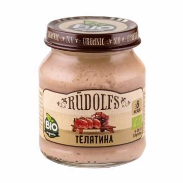 Детское органическое мясное пюре Rudolfs Телятина, с 6 месяцев, 120 г Детское органическое мясное пюре Rudolfs Телятина, с 6 месяцев, 120 г