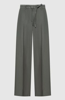 Зеленые брюки с леном с поясом
