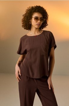 Віскозна блузка - коричневий