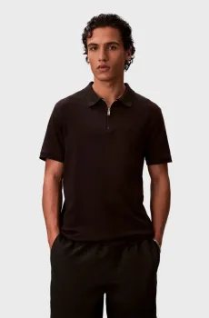 Мужское черное поло SLIM SUPIMA ZIP POLO Черный L Calvin Klein LV04LE255G