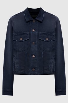 Синяя джинсовая куртка с эффектом потертости