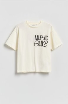 Reserved - Бавовняна футболка з принтом - білий - 964HR-00X