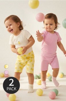 Бавовняні легінси з мотивом лимонів 2 pack - світло-жовтий