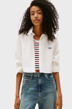 Женская белая рубашка STRIPE Белый XXS Tommy Jeans DW0DW21400
