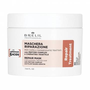 Восстанавливающая маска для волос Brelil Repair Treatment Repair Mask, 220 мл Восстанавливающая маска для волос Brelil Repair Treatment Repair Mask, 220 мл