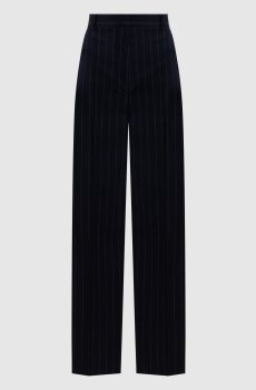 Синие брюки ENFASI из шерсти в полоску