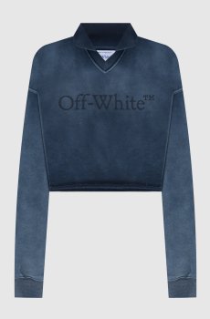 Синий свитшот-поло с логотипом