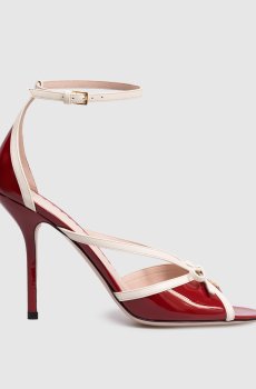 Красные кожаные лакированные босоножки Bepointy