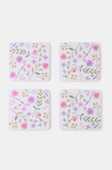 Підставки під чашку з квітковим мотивом 4 pack - пастельний рожевий