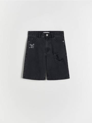 Reserved - Джинсові шорти з ефектом потертості - чорний - 3405G-99J