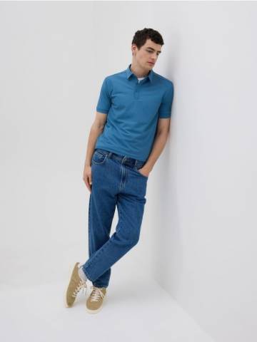 Reserved - Сорочка поло regular fit із текстурованого трикотажу - індиго - 866DI-57X