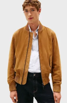 Мужской рыжий замшевый бомбер Рыжий L Tommy Hilfiger MW0MW40558