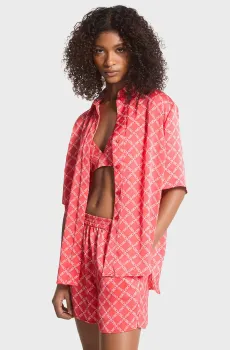 Женская коралловая блуза с узором EMPIRE LOGO Коралловый S Michael Kors MS440MBE73