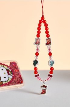 Брелок для телефону з ковбойським мотивом Hello Kitty - червоний