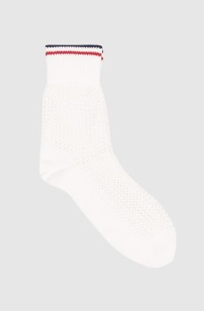 Белые носки с ажурным узором с контрастными полосками