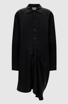 Черное платье-рубашка из шелка