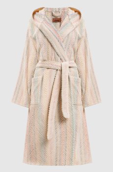Бежевый махровый халат Harmony в узор