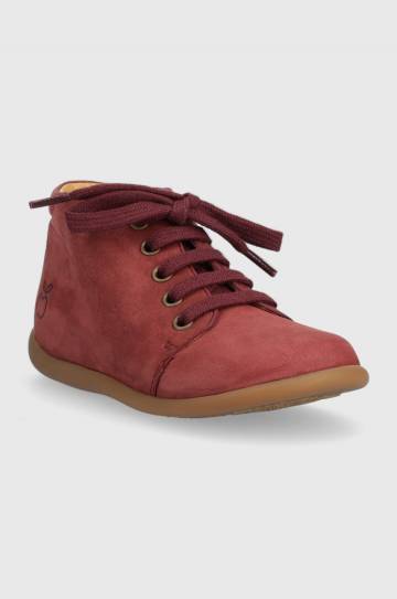 Детские замшевые полуботинки Pom Dapi цвет бордовый