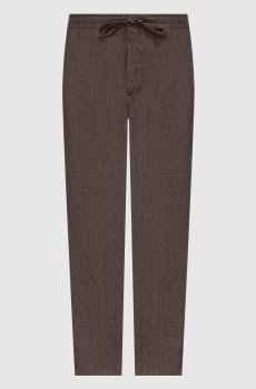 Коричневые брюки из льна
