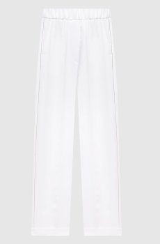 Белые брюки с леном с отворотами