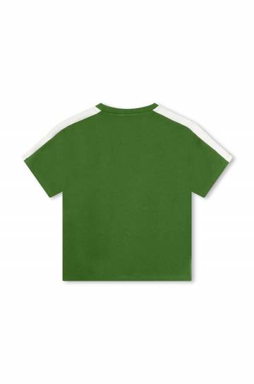 Детская хлопковая футболка Kenzo Kids цвет зелёный с принтом K60745 Детская хлопковая футболка Kenzo Kids цвет зелёный с принтом K60745
