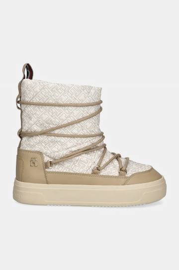 Зимние сапоги Tommy Hilfiger LACE-UP MONOGRAM SNOWBOOT цвет бежевый FW0FW08430 Зимние сапоги Tommy Hilfiger LACE-UP MONOGRAM SNOWBOOT цвет бежевый FW0FW08430